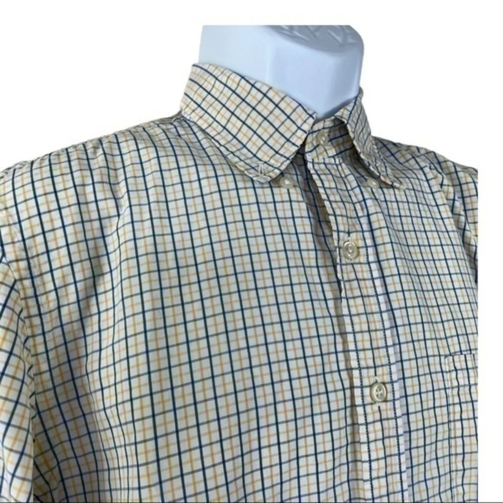 J.Crew Men Casual Shirt Buttons Down Plaid Yellow Blue Sz M